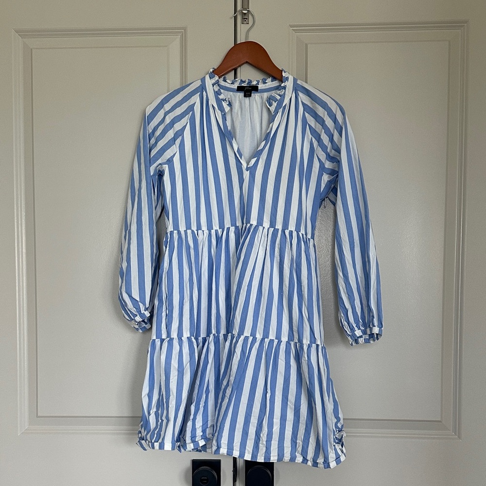 Blue and White Striped Dress